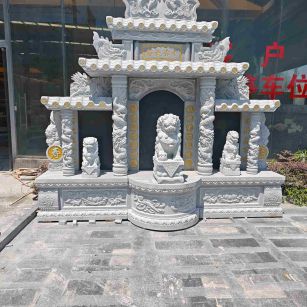 张家口芝麻白中国黑石材套墓 花岗岩墓碑
